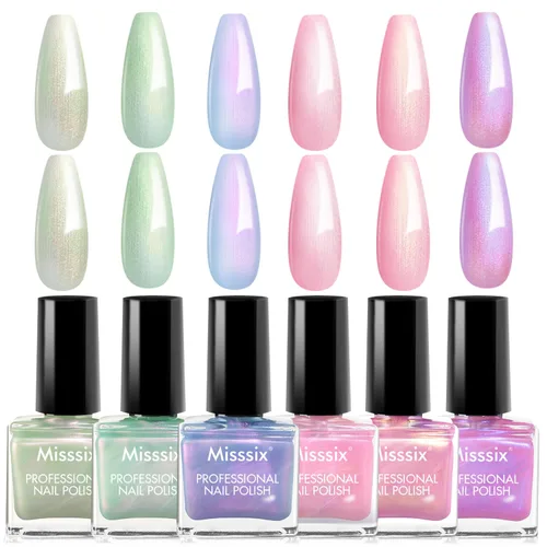 Miniatura 8 de Misssix 12 Pcs Nail Polish Set 10 Colors with Base Coat and Top Coat, Quick Dry Nail Polish, Mini Nail Lacquer Strengthening Manicure DIY Nail Art