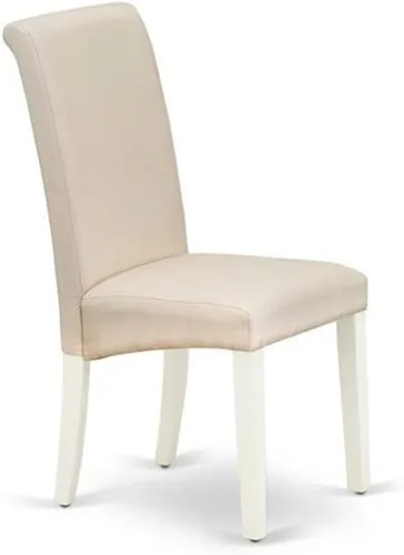 Miniatura 4 de East West Furniture BAP2T01 Barry Parson - Juego de 2 sillas de comedor tapizadas de tela de lino crema, color blanco lino