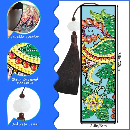 Miniatura 2 de Paquete de 8 marcadores de pintura de diamantes, flores, kit de marcadores de arte con borla, resina, diamantes de imitación, cuero para adultos