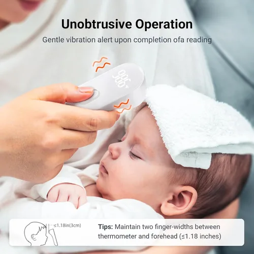 Miniatura 4 de iHealth Termómetro digital sin contacto para la frente para adultos, bebés, niños, 3 sensores ultra sensibles, retroalimentación de vibración Negro