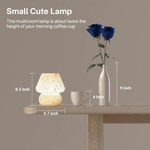 Miniatura 5 de Dawnwake Lámpara de mesa con forma de hongo para dormitorio, pequeña lámpara de noche de escritorio para sala de estar, decoración de hongos, lindas