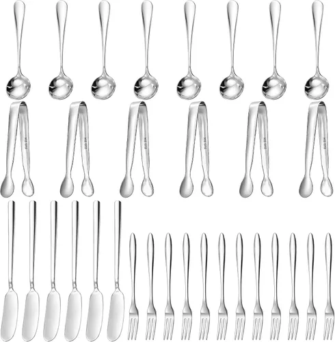 Juego de 32 cuchillos esparcidores de mantequilla de queso, accesorios de charcutería, cuchillos esparcidores de queso de acero inoxidable, mini