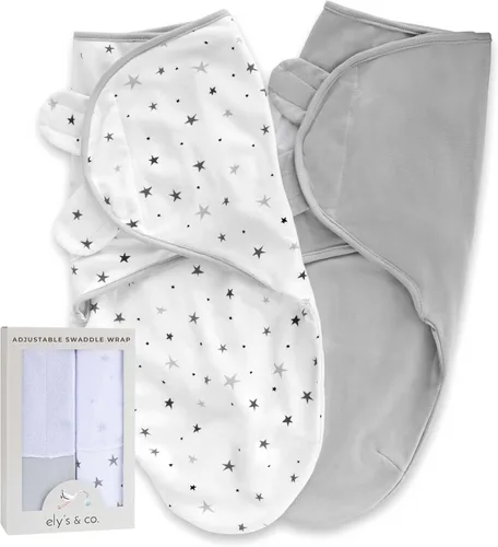 Miniatura 9 de Ely's & Co. Pañales ajustables para recién nacidos, pañales de bebé de 0 a 3 meses, saco de envolver para bebé, 100% algodón, paquete de 2