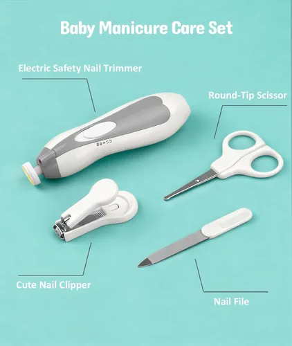 Miniatura 2 de Kit de cuidado de la salud y aseo para bebés, kit de cortadora de uñas de seguridad eléctrica, kit de cuidado para recién nacidos con peine de Blanco