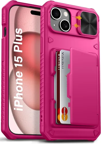 Miniatura 26 de Vihibii Funda para iPhone 13 Pro Max/iPhone 12 Pro Max con tarjetero (4 tarjetas) [bloqueo RFID] y cubierta de cámara deslizante, protección contra