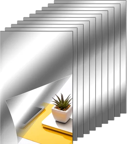 Miniatura 13 de Zonon Hojas de espejo flexibles autoadhesivas, no de vidrio, azulejos adhesivos para decoración de pared del hogar (20 piezas, 6 x 9 pulgadas)