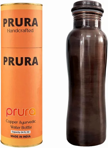 Miniatura 14 de Botella de agua de cobre con estampado puro, a prueba de fugas, recipiente de cobre ayurvédico para deportes, gimnasio, aire libre, yoga, beneficios