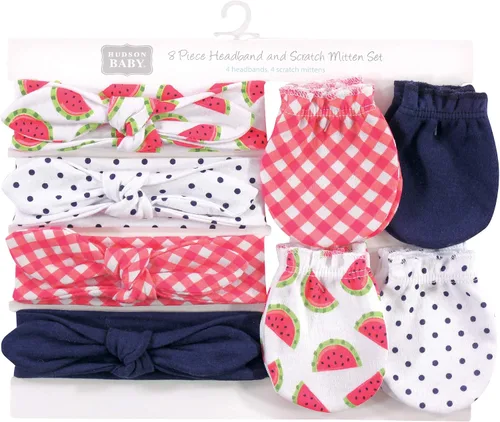 Miniatura 13 de Hudson Baby Conjunto de diadema de algodón y manoplas para rascar para bebé