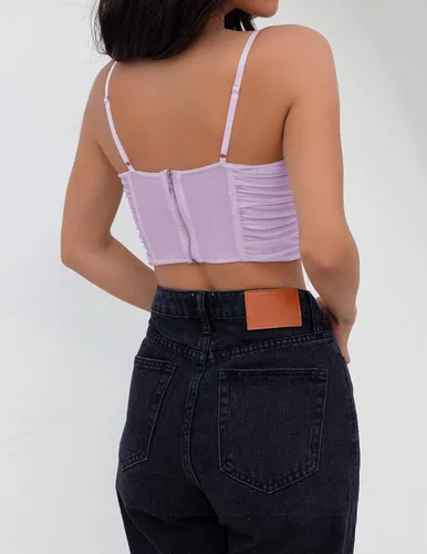 Miniatura 3 de ZESICA Corsé sexy para mujer, con tirantes delgados, espalda descubierta, Y2K, club, fiesta, corsé