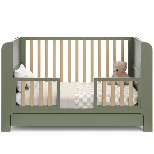 Miniatura 12 de Graco Read-with-Me Cuna convertible 4 en 1 con cajón (Oliva con madera flotante) - Certificado GREENGUARD Gold Se convierte en cama infantil, cama
