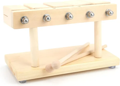 Miniatura 7 de Kuuleyn Bloque de ritmo de madera maciza con mazo, instrumento de percusión musical, bloque de percusión de madera, bloques de arce rítmico de 5