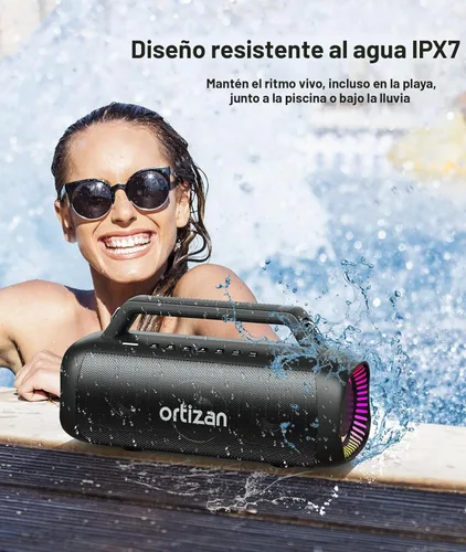 Miniatura 5 de Ortizan Altavoces inalámbricos Bluetooth de 80 W con graves, tiempo de reproducción 24 horas, IPX7 impermeable, Bluetooth 5.3, emparejamiento TWS