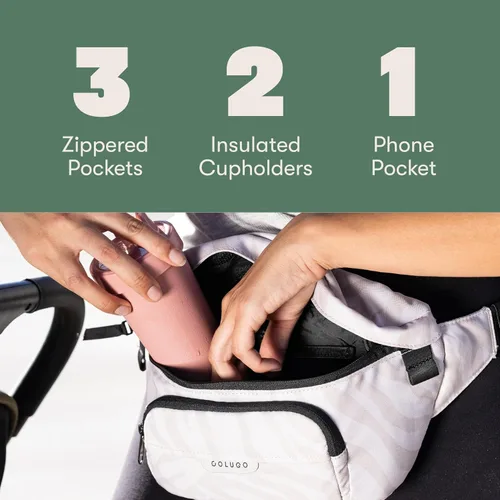 Miniatura 5 de Colugo Organizador de cochecito On-The-Go con cremallera, organizador con soporte para tazas, accesorios de cochecito para padres especialmente