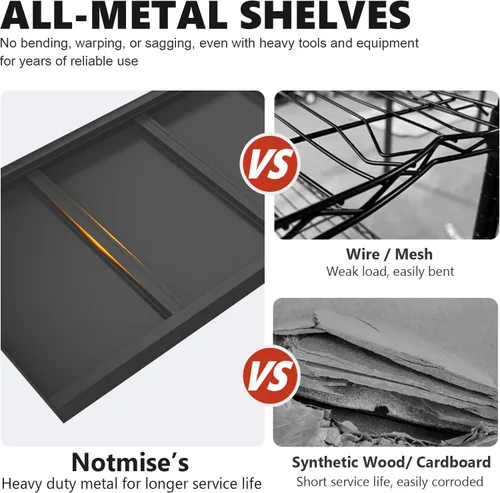 Miniatura 4 de Estantería de metal para garaje, estantes de almacenamiento de acero resistente, capacidad de 3000 libras, estante de metal ajustable de 5 niveles