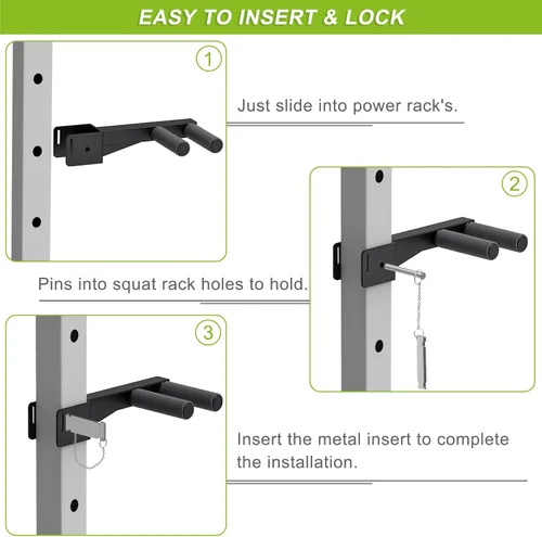 Miniatura 6 de Nordic Hamstring Curl Attachment, Dip Bar, Belt Squat & Safety Spotter Arms for 2"x2" & 3"x3" Power Racks, Home Gym Strength Training Accessories
