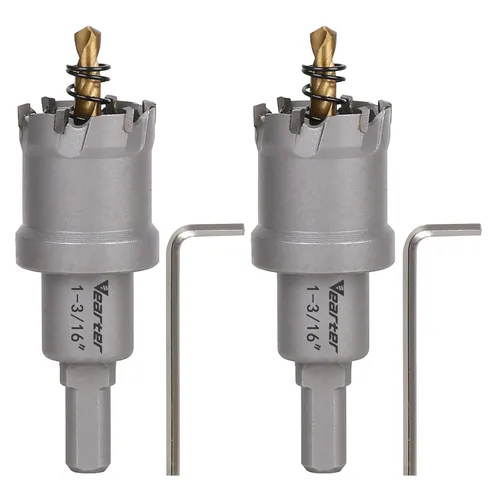 Miniatura 19 de Sierra perforadora de carburo de 1-1/2 pulgadas (1.496 in) para metal duro, cortador de agujeros con punta de carburo de tungsteno con broca piloto