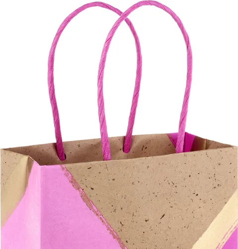 Miniatura 4 de Hallmark Bolsas de regalo pequeñas de papel de 6 pulgadas, paquete de 8 (rosa y kraft) para Navidad, cumpleaños, día de la madre, bodas, baby