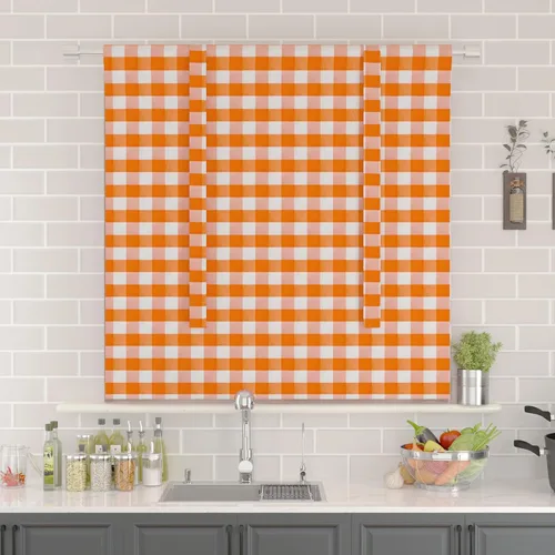 Miniatura 233 de Cenefas de cortina para ventana de 16 pulgadas de largo, 2 paneles de cuadros búfalo, cortinas pequeñas con bolsillo para barra, estilo clásico