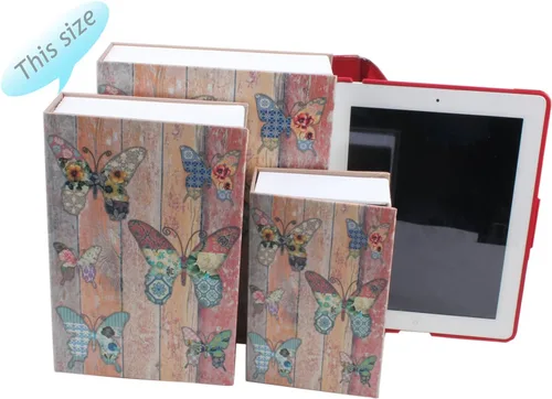 Miniatura 7 de Caja fuerte para libros de 9.5 x 6.3 x 2.3 pulgadas y 1.4 libras con cerradura de llave, caja fuerte oculta, mariposa de metal