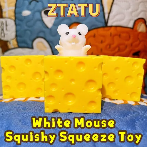 Miniatura 6 de Pelotas antiestrés de queso suave – Juguetes Pop Fidget (Paquete de 1) Pelotas de estrés de animales, juguete sensorial fidget de ratón