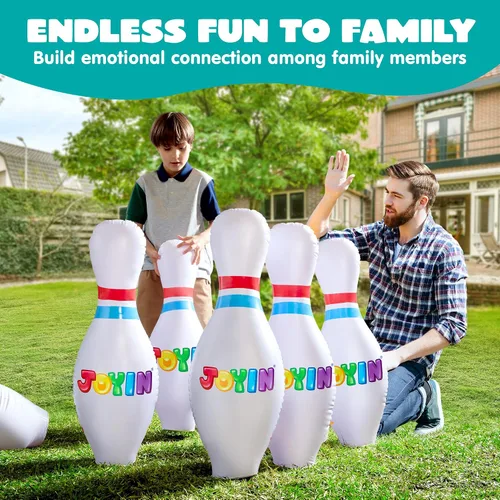 Miniatura 3 de JOYIN Juego de bolos inflables gigantes para niños y adultos, juegos para fiestas de Navidad y cumpleaños, juguetes educativos para desarrollar
