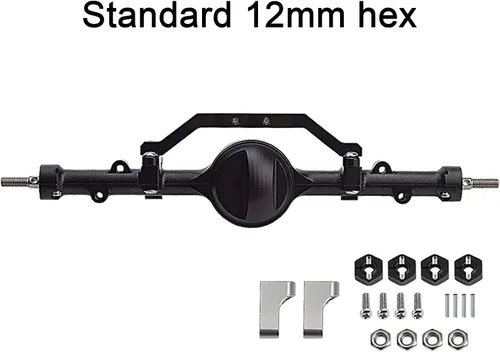 Miniatura 4 de AMK Aleación de aluminio CNC eje trasero completo para 1/10 RC Crawler RC4WD Ge-Lande II TF2 D110 Yo-ta II Ejes (negro)