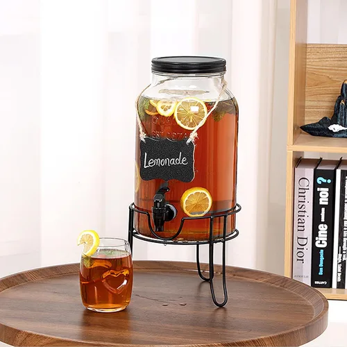 Miniatura 7 de Dispensadores de bebidas de vidrio de 1.5 galones para fiestas, dispensadores de bebidas heladas con soporte, dispensador de agua de vidrio