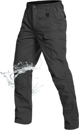 NAVEKULL Pantalones tácticos para hombre, ligeros, antidesgarros, militares, para senderismo, trabajo, con 9 bolsillos