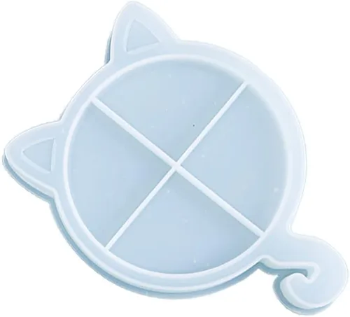 Miniatura 3 de Surakey Bandeja de silicona para gatos de Navidad, 1 molde de bandeja de resina, moldes de resina epoxi de silicona, posavasos para gato, alce