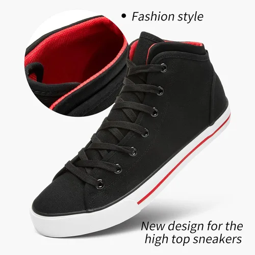 Miniatura 3 de yageyan Zapatillas altas de lona blancas para zapatos casuales de moda negra