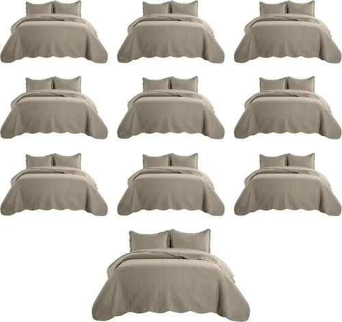 Miniatura 50 de MOONLIGHT20015 Paquete de 8 Colchas Tamaño King para Cama (106" x 96") - Venta al Por Mayor para Hoteles, Dormitorios de Huéspedes y Airbnbs - Gris