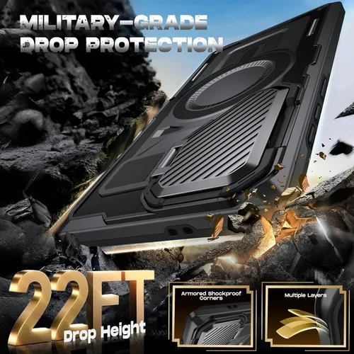Miniatura 7 de para Samsung Galaxy S22 Ultra/S23 Ultra con MagSafe [Cubierta de cámara incorporada y soporte] [Protección de grado militar a prueba de golpes]