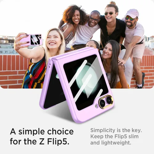 Miniatura 3 de Miimall Funda para Samsung Galaxy Z Flip 5 con protector de pantalla, textura ultra delgada al tacto, protector de pantalla de alta transparencia