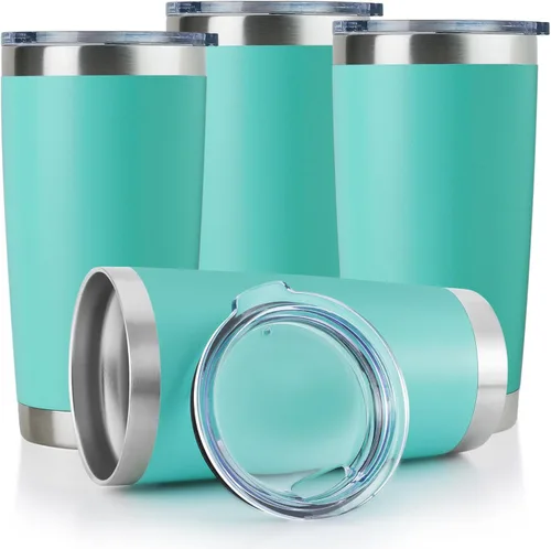 Miniatura 14 de DOMICARE Vaso de acero inoxidable de 20 onzas a granel con tapa, taza de viaje aislada al vacío de doble pared, taza de café con recubrimiento
