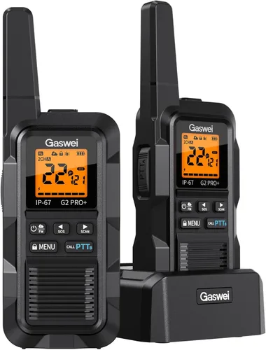 Gaswei G2pro+ Walkie Talkies de Servicio Pesado para Adultos, Radios Bidireccionales Recargables de Largo Alcance de 2 Vatios, Clima NOAA, Radio FM,