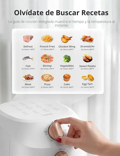 Miniatura 3 de COMFEE' Freidora de aire compacta de 2.1 cuartos de galón con 12 opciones de menú, temporizador ajustable y control de temperatura de 180-400 grados