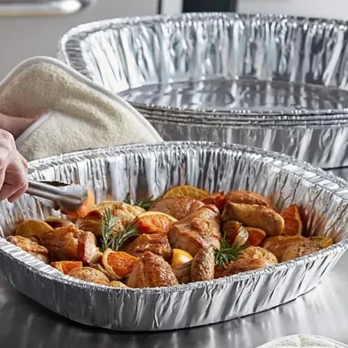 Miniatura 8 de Bandeja de aluminio ovalada extragrande desechable y duradera para el Día de Acción de Gracias – 100% reciclable: perfecta para hornear y asar