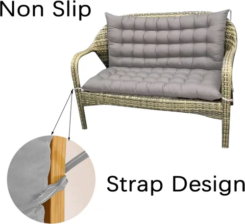 Miniatura 4 de Cojín de banco grueso con respaldo, cojín para silla columpio con lazos, cojines de repuesto para columpio al aire libre para jardín, patio, cocina