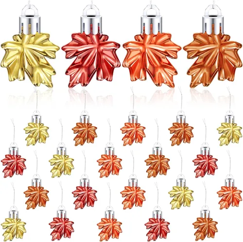 Funtery 24 piezas de adornos de hoja de arce pequeña colgante de hoja de arce pequeño árbol otoño mini adornos colgantes para árbol de Acción de