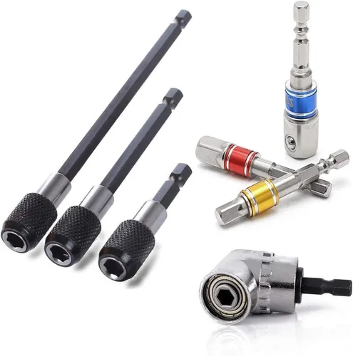 OSOF - Barra de extensión con vástago hexagonal, adaptador de broca, 3 puntas de destornillador de tuerca cuadrada de impacto + 3 soportes para