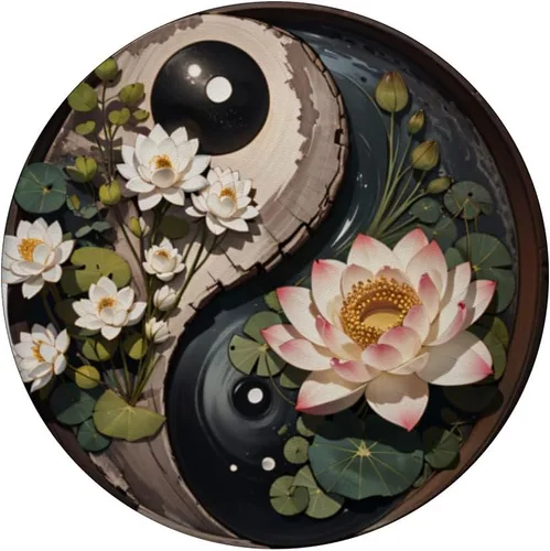 Miniatura 3 de Estanque de flores de loto Yin Yang PopSockets intercambiables PopGrip
