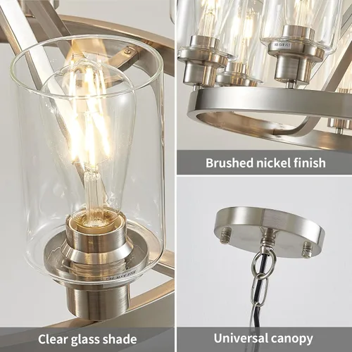 Miniatura 6 de lámpara de araña de granja de 6 luces con rueda de vagón, accesorios de luz colgante para comedor, sala de estar, isla de cocina, vestíbulo