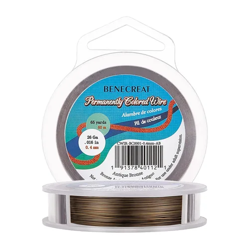 Miniatura 35 de BENECREAT Alambre de cobre para cuentas de joyería de calibre 18, resistente al deslustre, alambre de metal de bronce antiguo para hacer joyas
