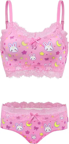 Miniatura 4 de Littleforbig Conjunto de ropa de dormir de encaje para mujer, ropa de dormir con tirantes y pantalones cortos, lencería bralette conjunto de ropa