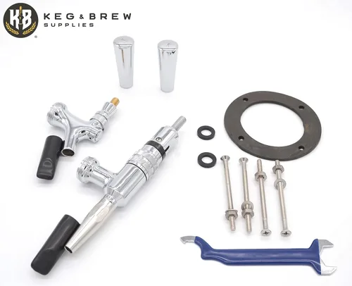 Miniatura 3 de K&B - Torre Kegerator de cerveza de doble grifo de 3 pulgadas, personalizable (1 grifo nitro robusto y 1 grifo cromado, mango cromado resistente)