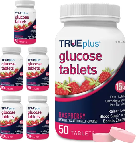 Miniatura 18 de TRUEplus® Tabletas de glucosa, sabor surtido (uva, frambuesa, naranja), botella de 50 unidades (1)