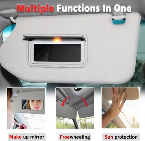 Miniatura 6 de Visera solar beige del lado derecho del pasajero con lámpara y espejo sin techo solar compatible con Infiniti Nissan 2014-2017 QX60 JX35, 2013-2018