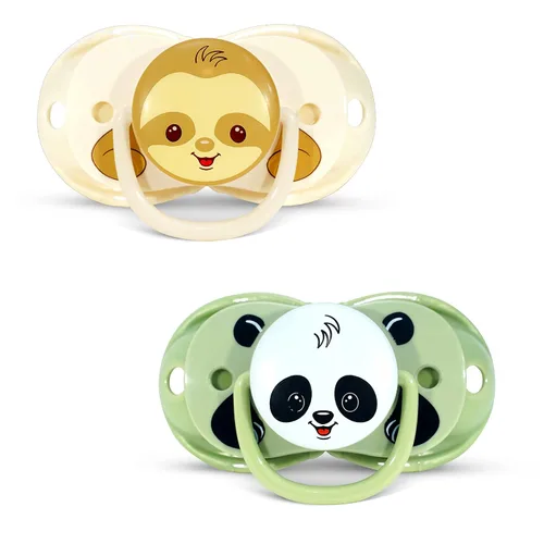 RaZbaby Keep-It-Kleen - Paquete de 2 chupetes para bebé, se cierra cuando se cae, pezón de ortodoncia de silicona sin BPA, ideal para viajes, el