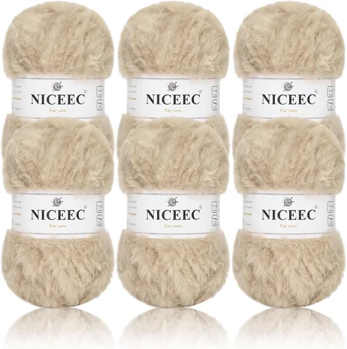 Miniatura 49 de NICEEC Hilo de Pelo Sintético Super Suave, Grueso y Esponjoso, Hilo de Pestañas para Crochet y Tejido (Longitud Total 192m/9.1kg) - Otoño/300g