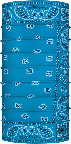 Miniatura 32 de BUFF CoolNet UV Polaina para el cuello, Protección solar UPF 50, Transpirable, Versátil, Mascarilla de secado rápido, Negro y Azul, Talla para Sun